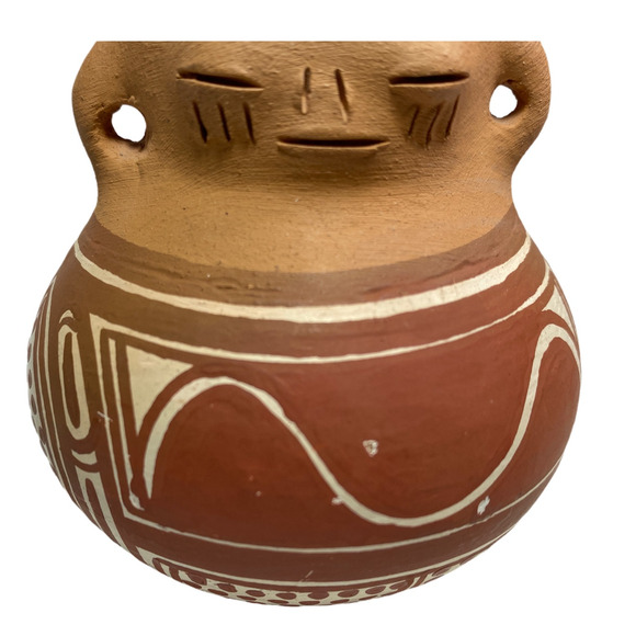 Quibor Lara Venezuela Vintage Two Face Native Terracotta Signed Pottery Decor - Picture 8 of 8